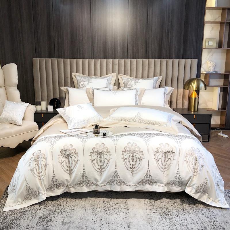 New Royal White Embroidery Duvet Set – Elegant & Luxurious Bedding