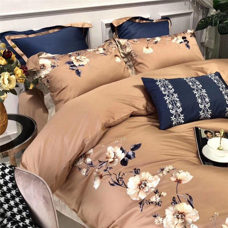 New Flowered Embroidery Duvet Set - The Linen House