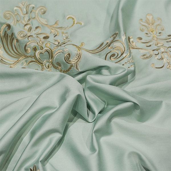 Mint Embroidery Duvet Set - The Linen House
