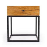 Industrial Iron And Wood Nightstand Side table - The Linen House