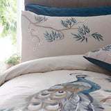 New Luxury Peacock Embroidered Duvet Set - The Linen House
