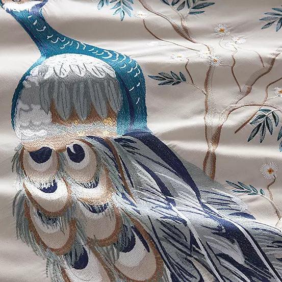 New Luxury Peacock Embroidered Duvet Set - The Linen House