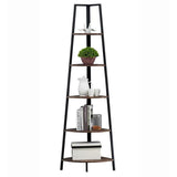 Corner Shelf 70 Inch Tall Bookcase 5- Tier Industrial Corner - The Linen House