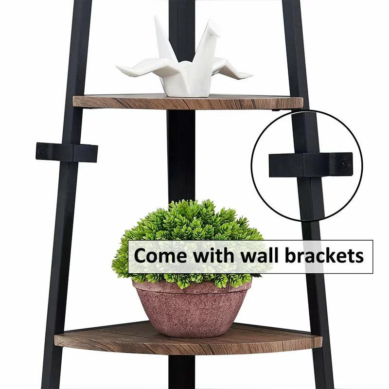 Corner Shelf 70 Inch Tall Bookcase 5- Tier Industrial Corner - The Linen House