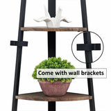 Corner Shelf 70 Inch Tall Bookcase 5- Tier Industrial Corner - The Linen House