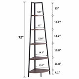 Corner Shelf 70 Inch Tall Bookcase 5- Tier Industrial Corner - The Linen House