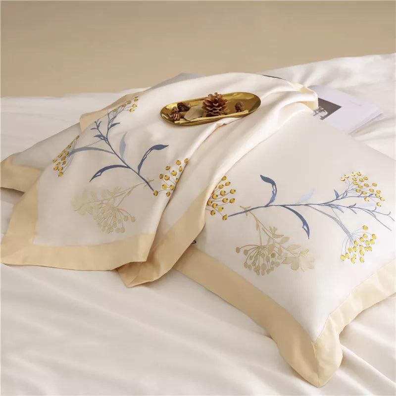 Luxury Feuilles Embroidery New Duvet Set - The Linen House