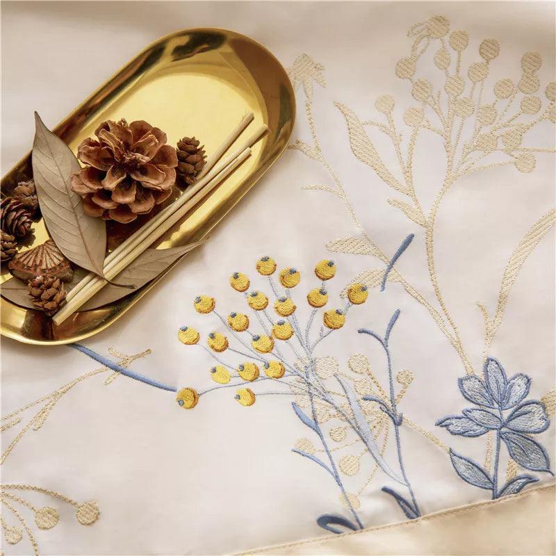 Luxury Feuilles Embroidery New Duvet Set - The Linen House