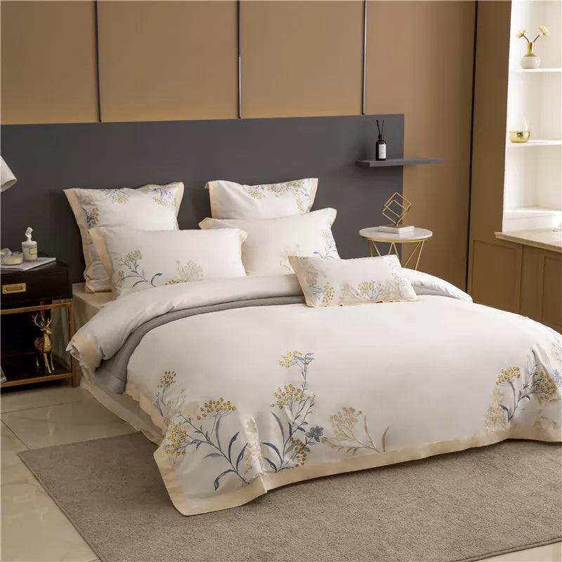 Luxury Feuilles Embroidery New Duvet Set - The Linen House