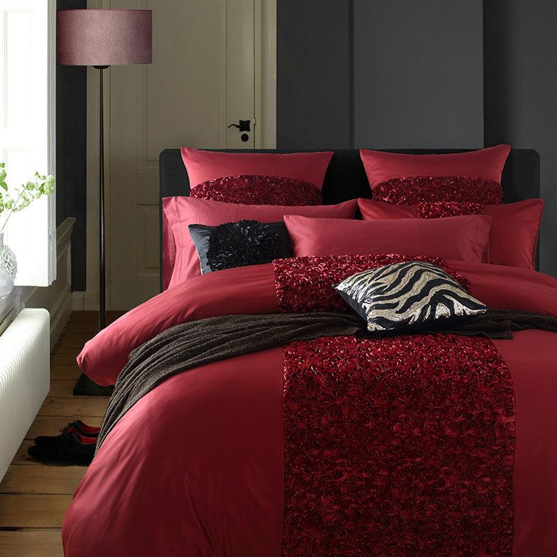Luxury Red Embellish Bridal Bedding Duvet Set With Filling - The Linen House