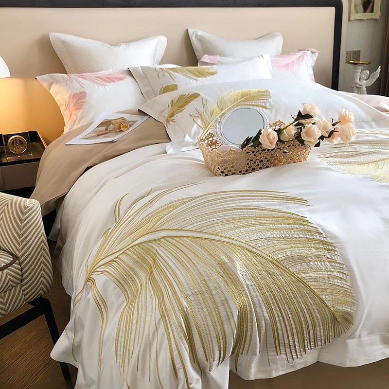 Luxury New Leaf Embroidered Duvet Set - The Linen House