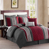 Black & White Luxury Pleated Duvet Set with Printed Patch - The Linen House