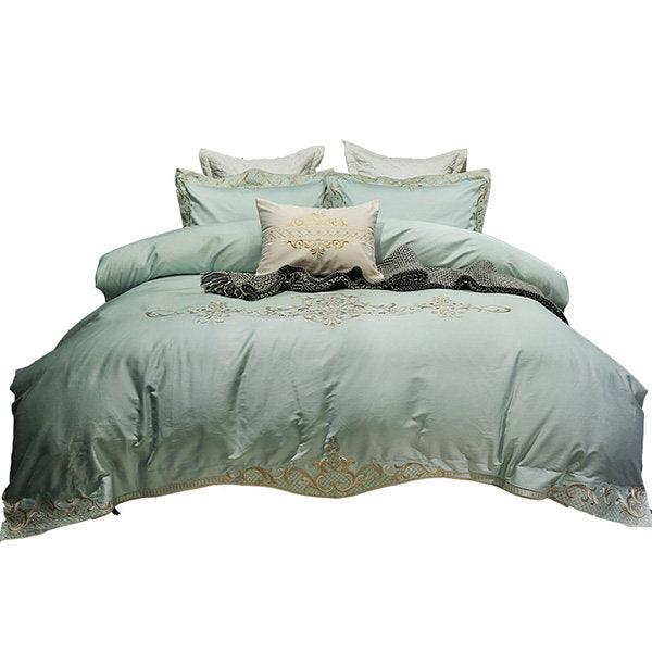 Mint Embroidery Duvet Set - The Linen House