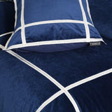 Navy Blue Velvet Bed Sheet Bridal Set with filling - The Linen House