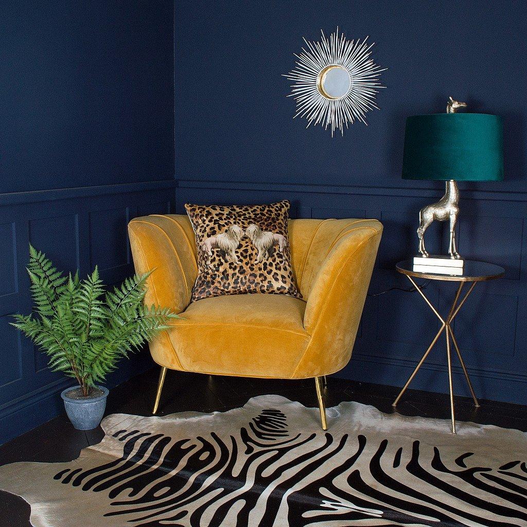 Curvarella Turmeric Mustard Velvet Chair - The Linen House