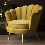 Yellow Velvet Accent Chair with Gold Iron Legs - The Linen House