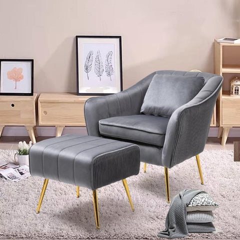 Elvet Accent Chair with Ottoman Footrest - The Linen House