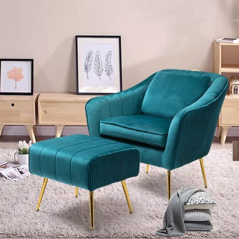 Elvet Accent Chair with Ottoman Footrest - The Linen House