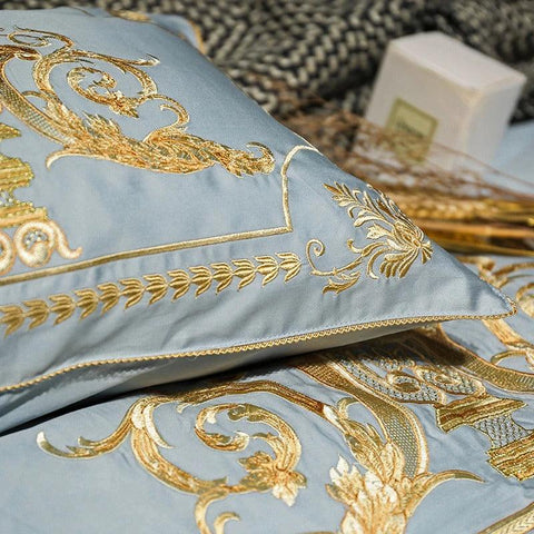Luxury Light Mineral New Embroidered Duvet Set - The Linen House