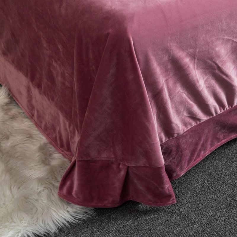 Luxury Charm Pink New Embroidered Velvet Duvet Set - The Linen House