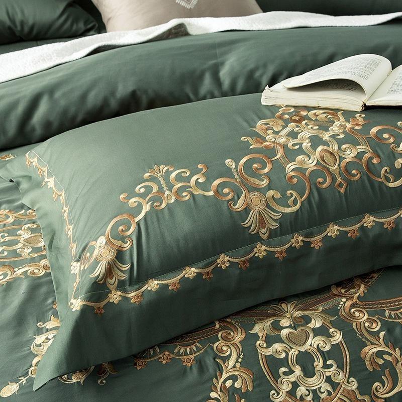 New Olive Green Luxury Royal Bedding Set - The Linen House