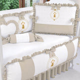 White And Brown Baby Cot Set - The Linen House
