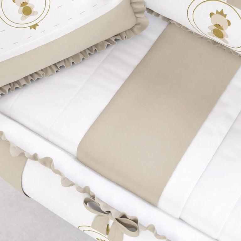 White And Brown Baby Cot Set - The Linen House