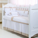 White & Beige Baby Cot Set - The Linen House