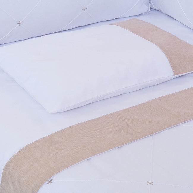 White & Beige Baby Cot Set - The Linen House