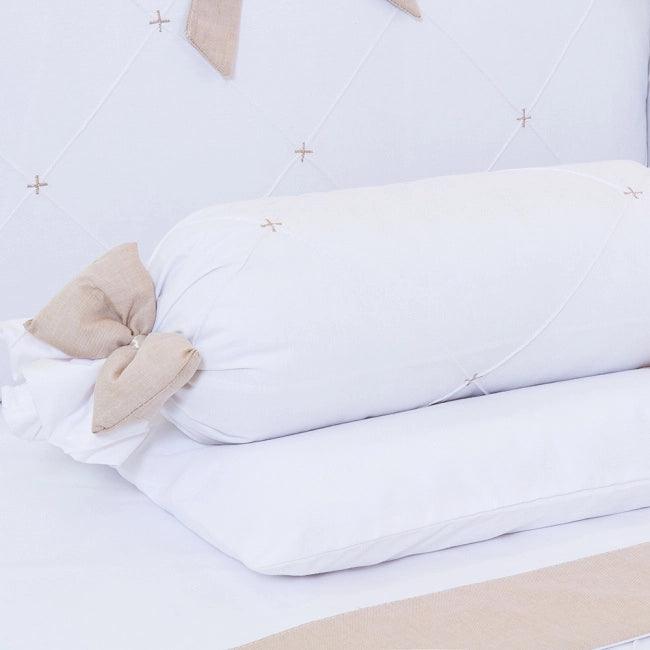 White & Beige Baby Cot Set - The Linen House