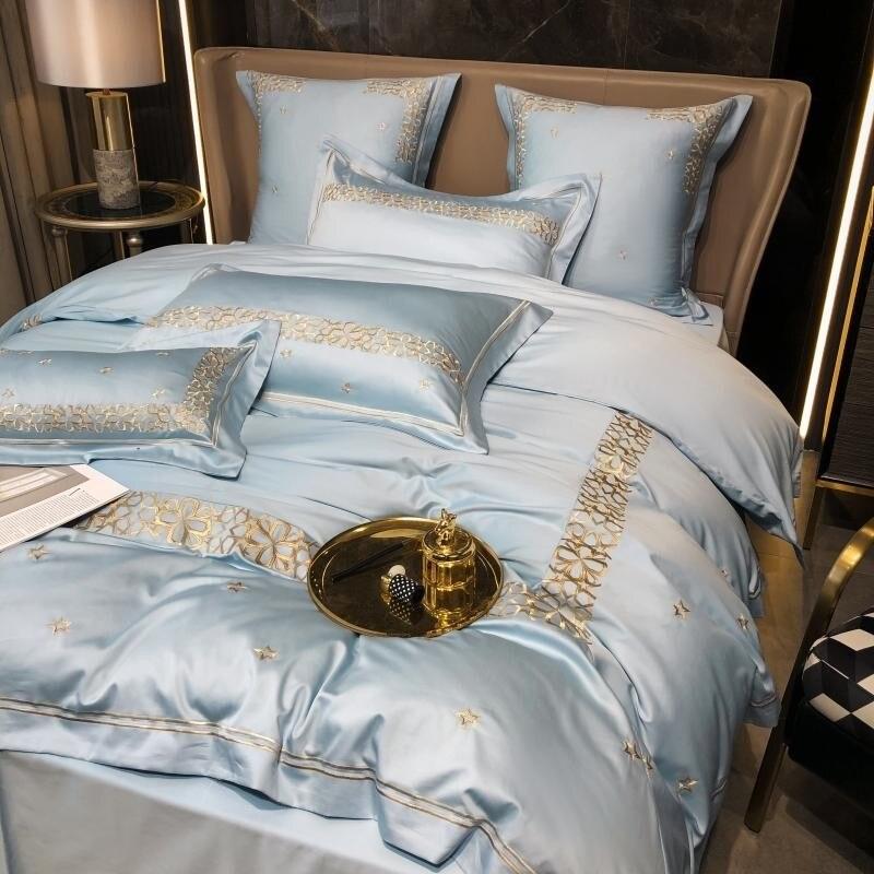 Luxury Light Mineral Cotton Silky Soft New Embroidered Set - The Linen House