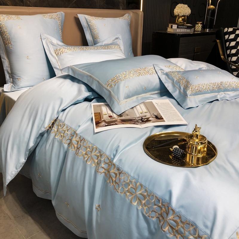 Luxury Light Mineral Cotton Silky Soft New Embroidered Set - The Linen House