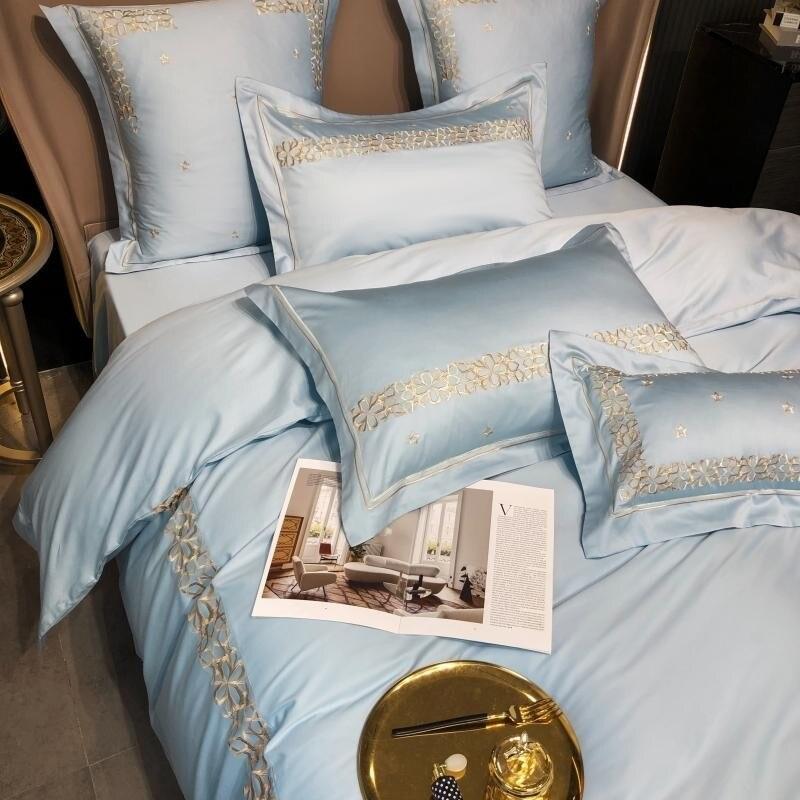 Luxury Light Mineral Cotton Silky Soft New Embroidered Set - The Linen House