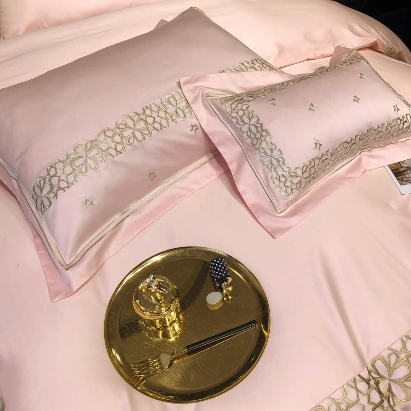 Luxury New Musk Rose Cotton Satin Embroidered Duvet Set - The Linen House