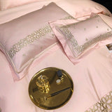 Luxury New Musk Rose Cotton Satin Embroidered Duvet Set - The Linen House