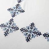 Luxury New White Cotton Satin With Blue Flowered Embroidery Duvet Set - The Linen House