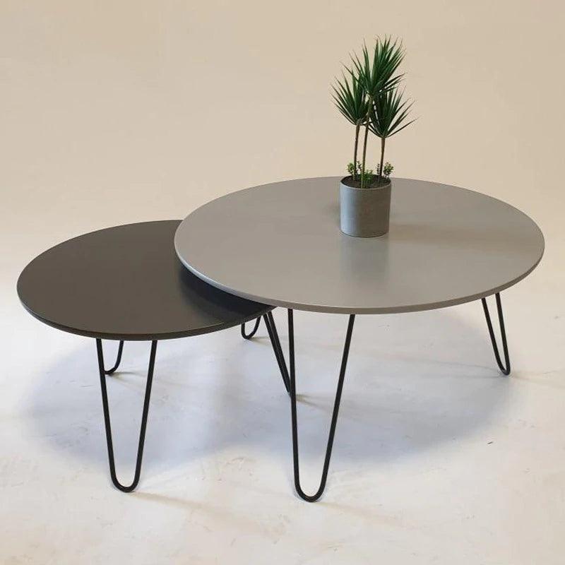 Tatami Contrasted Round Tables - The Linen House