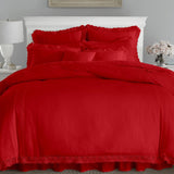 Luxury Soft Duvet Set With Lace (Red)