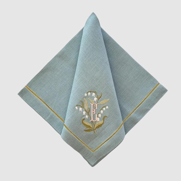 Lily Of The Valley Monogramme Napkin - The Linen House