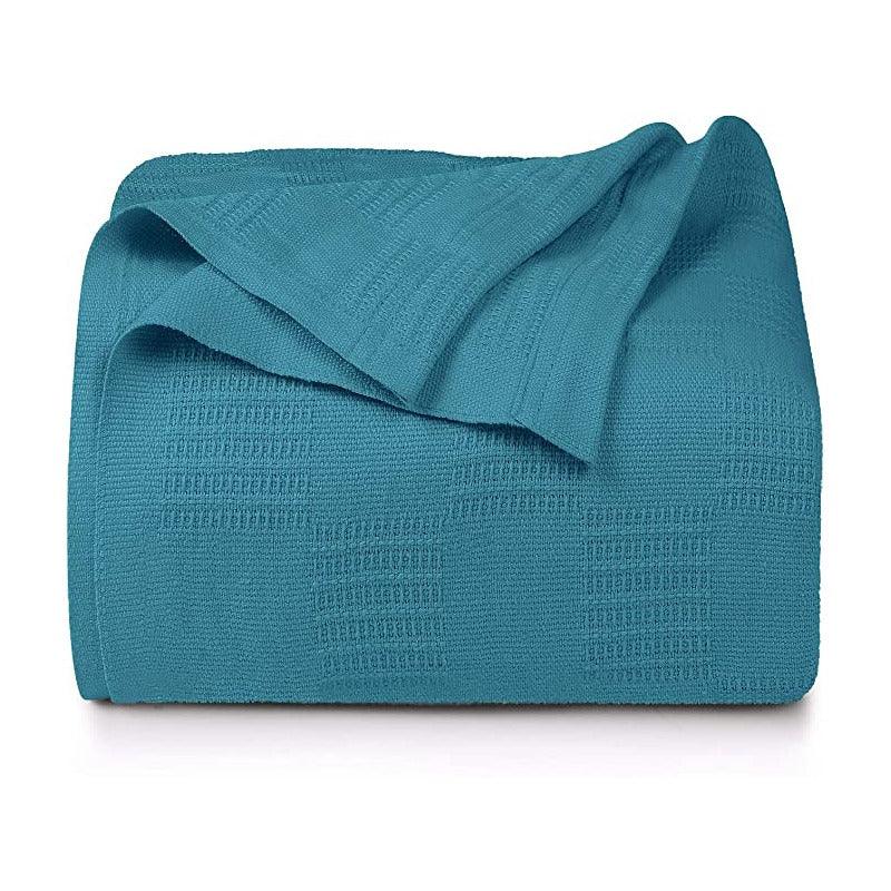 Premium Bedding Cotton Blanket (Teal) - The Linen House
