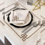Embroidered Table Mats & Napkin - The Linen House