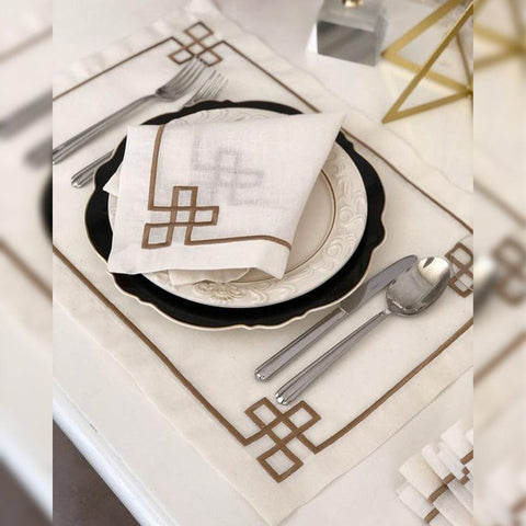 Embroidered Table Mats & Napkin - The Linen House