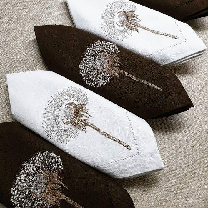 White Snowflake Dandelion Napkins & Mats - The Linen House