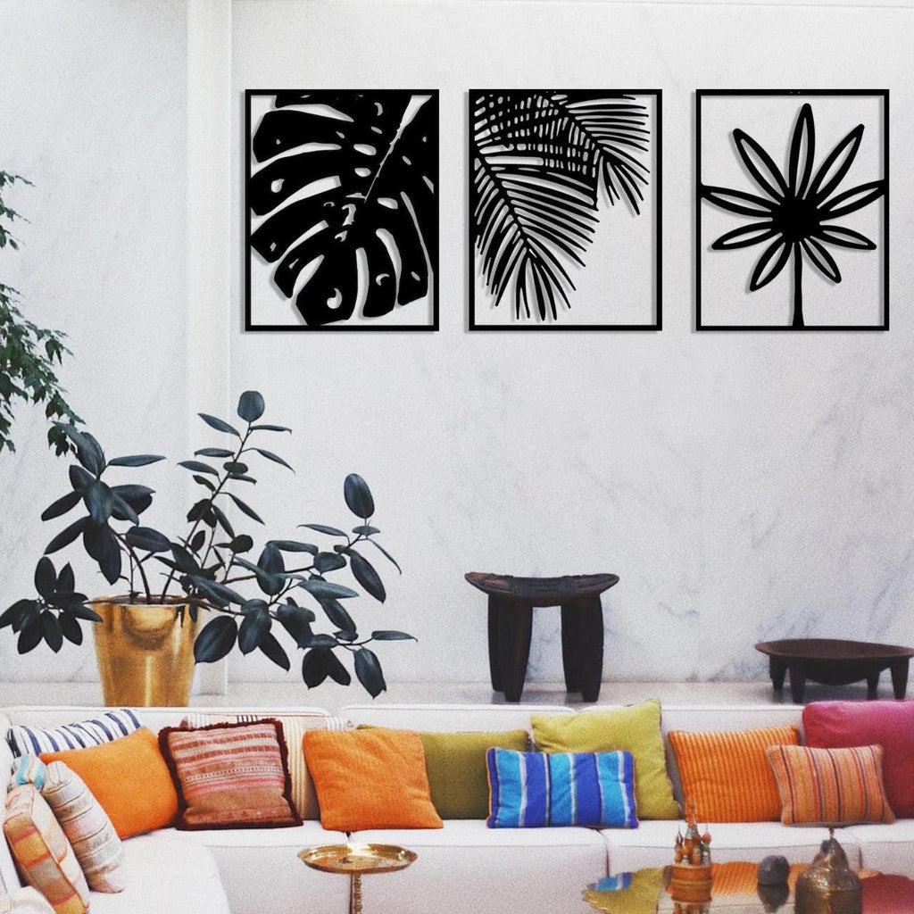 MONSTERA Metal Wall Art, Metal Wall Decor (pack of 3) - The Linen House