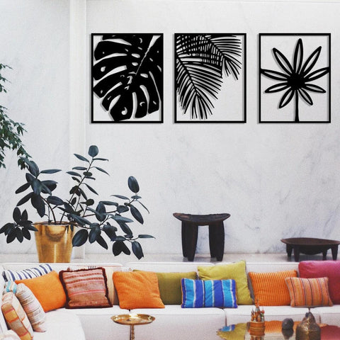 MONSTERA Metal Wall Art, Metal Wall Decor (pack of 3) - The Linen House