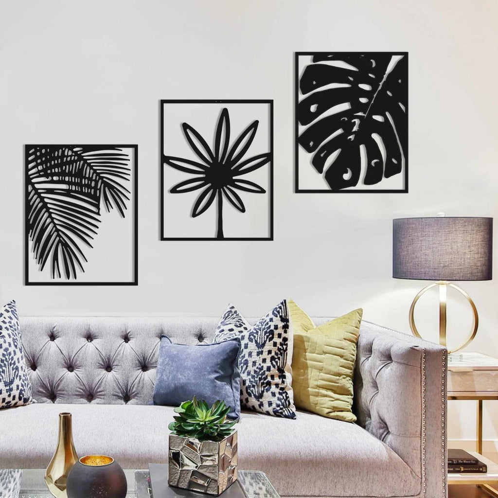 MONSTERA Metal Wall Art, Metal Wall Decor (pack of 3) - The Linen House