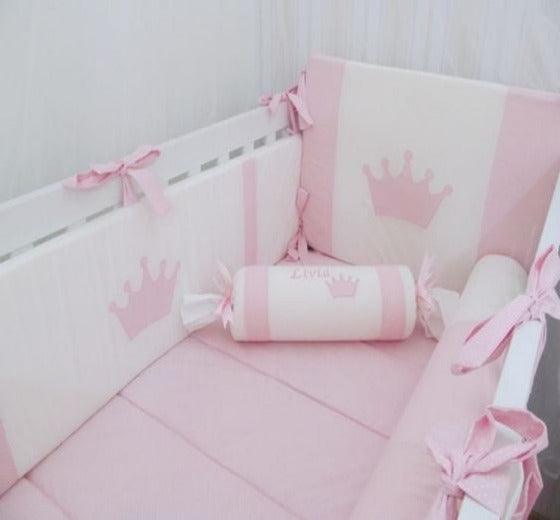 White and Pink Baby Cot Set - The Linen House