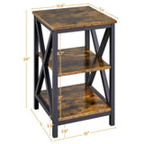 Topeakmart 3 Tiers Sofa Side End Table X Frame - The Linen House