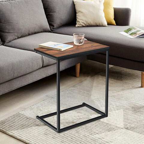 Industrial Styled C Shaped Side End Table - The Linen House