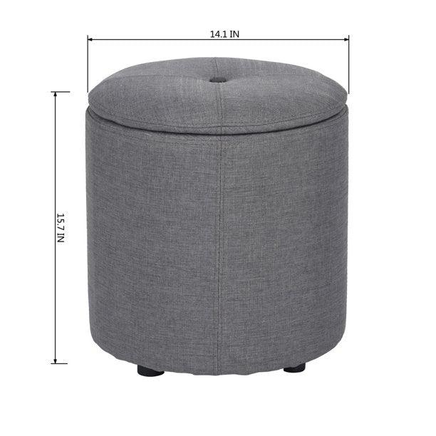 Copper Grove Fabric Upholstery Cylindrical Storage Ottoman - The Linen House